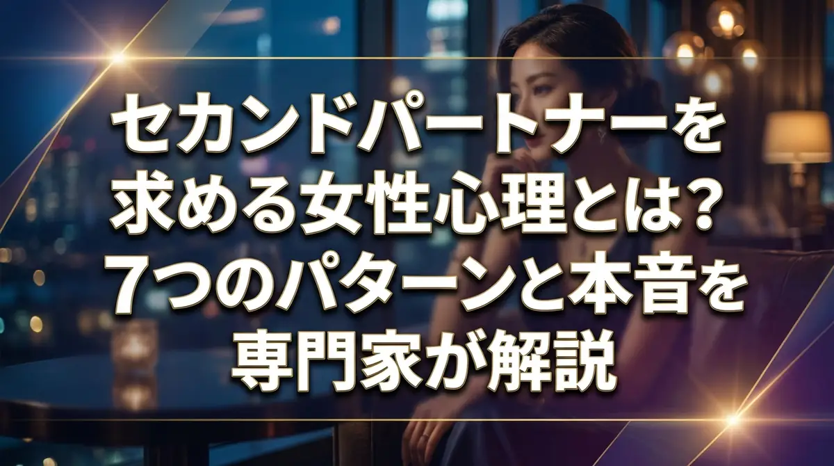 セカンドパートナーを求める女性心理とは?7つのパターンと本音を専門家が解説