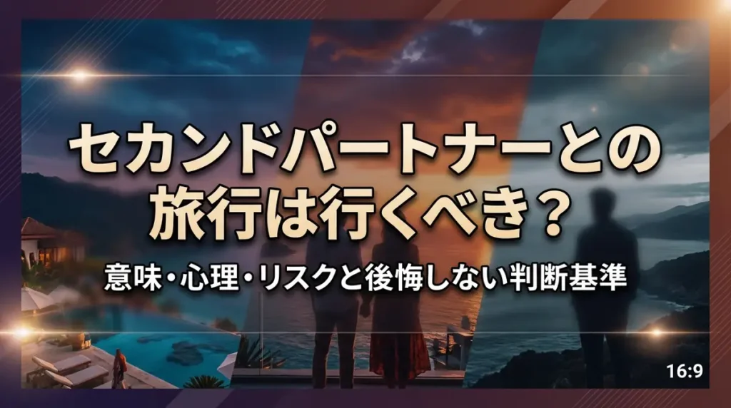 セカンドパートナーとの旅行は行くべき？意味・心理・リスクと後悔しない判断基準